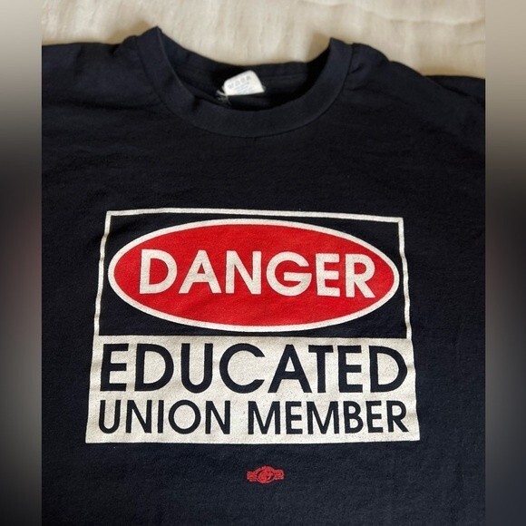 Vintage 90s Educated Union Member T-Shirt Size XL - Picture 1 of 16